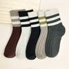 5 пар носков в полоску, повседневные теплые носки средней длины, женские носки осень-зима