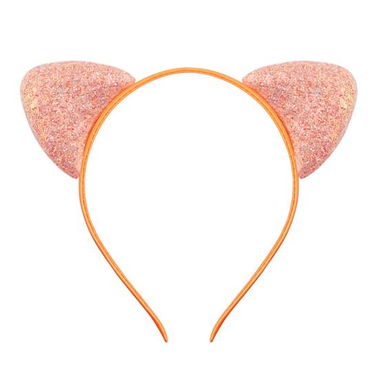 Повязка на голову для девочек с блестками, нескользящая тонкая гибкая прочная прическа, украшение ярких цветов, повязка для волос принцессы с кошачьими ушками, аксессуары для волос