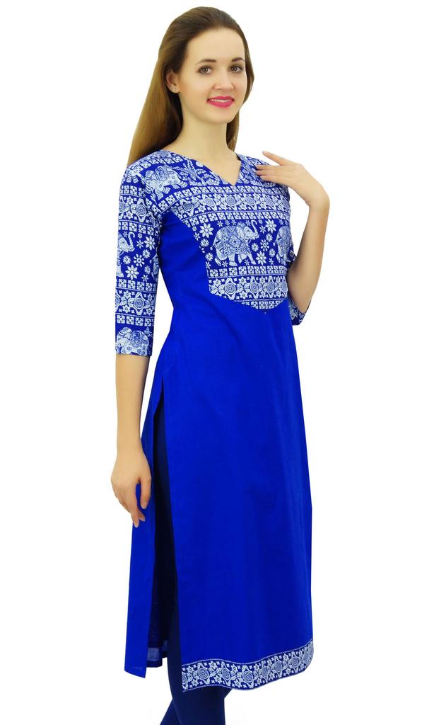 Phagun Женская хлопковая дизайнерская черная туника Kurta Ethnic с рукавами 3-4 Kurta-10