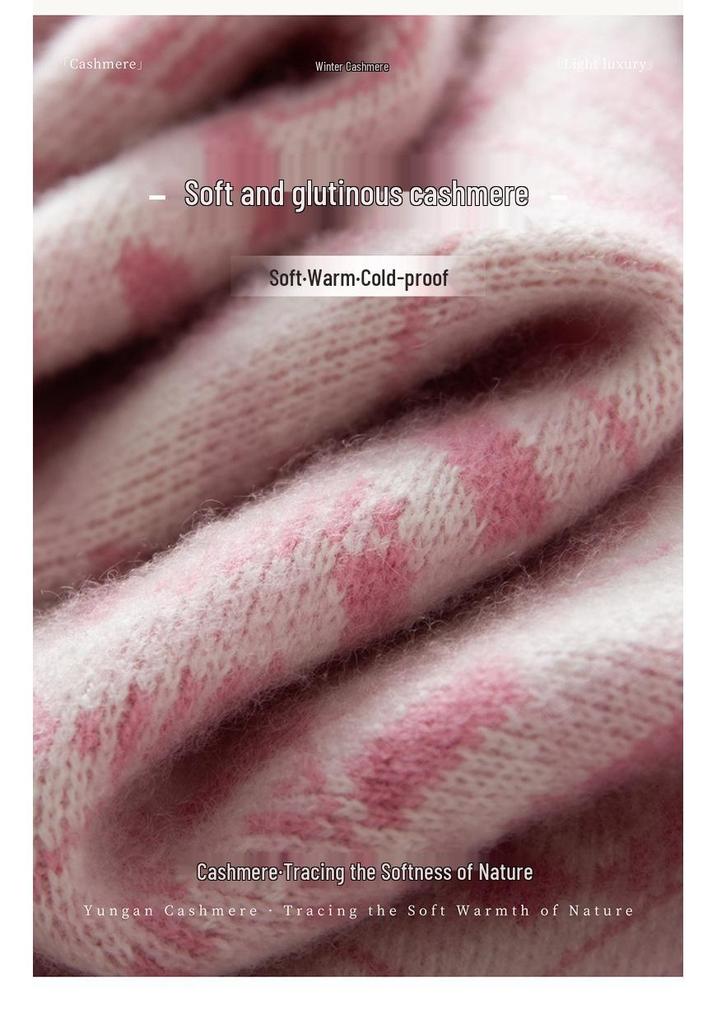 2025 Autumn/Winter Women's Soft Warm Cashmere Sweater – Color Block Round Neck Knit with Long Sleeves