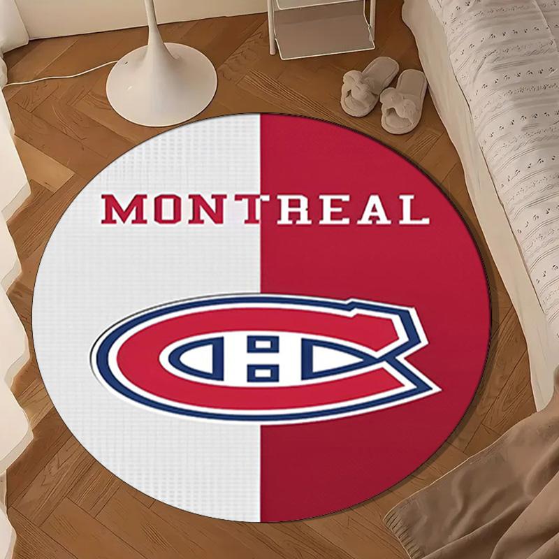 Canadiens Hockey Team Round Rug for Livingroom,Bedroom, Palyroom, Chair Rug, Area rug, Circle Carpet, Large Size Decor Fan Christmas gift