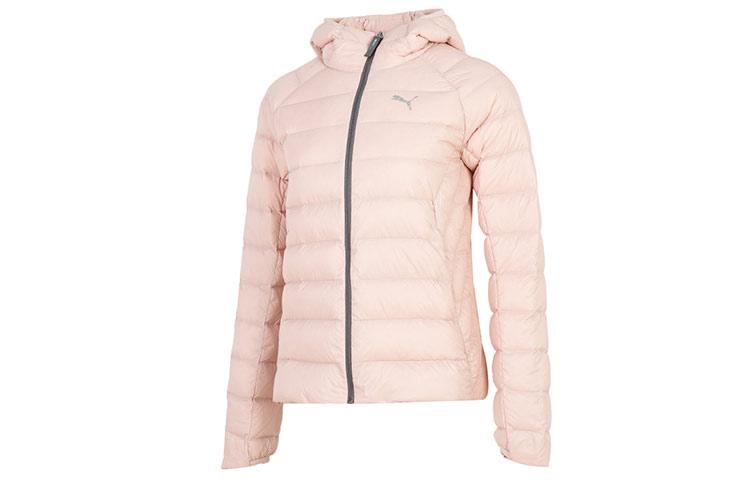 Puma Женские пуховики Розовый с капюшоном Умеренный стеганый пуховик 672914-47