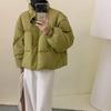 Стойка-воротник маленькая дутая куртка женская 2025 зимняя мода милая застежка-рог теплая маленькая куртка из пуха белой утки