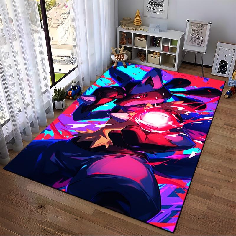 "Vivid Anime Style Carpet with Fiery Battle Scene and Bold Colors" Suitable for use as an anti-slip for living room bedroom sofas