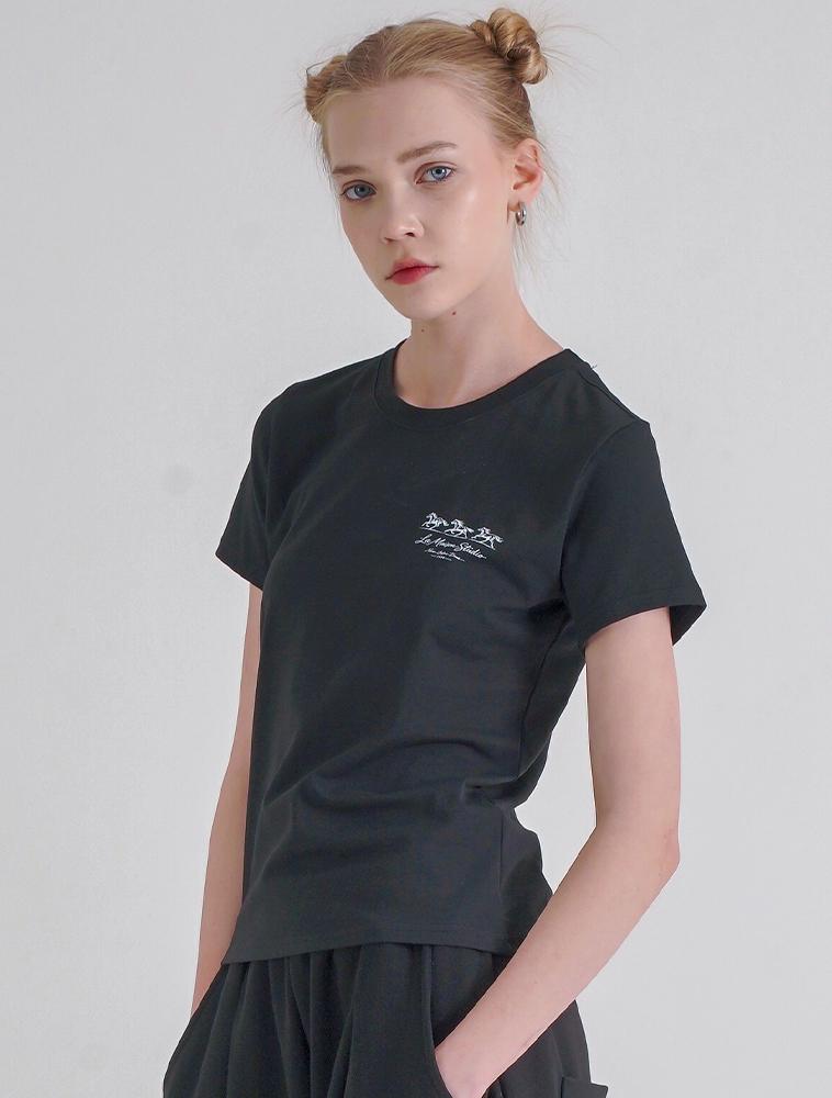 LA MAISON STUDIO Черная футболка Mustang Slim Fit с коротким рукавом (Fcg2Ts770W)
