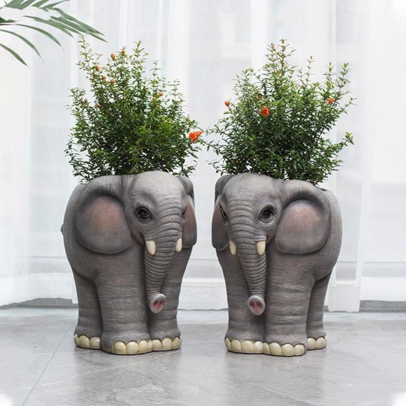 3D Elephant Flower Pots Mold Epoxy Resin Molds Pen Holder Candle Holder Cement Planter Silicone Mould Home Decorations