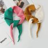 2024 Autumn/Winter Women's Korean Style Knitted Triangle Scarf - Color-Blocked, Warm, All-Match Shawl Scarf