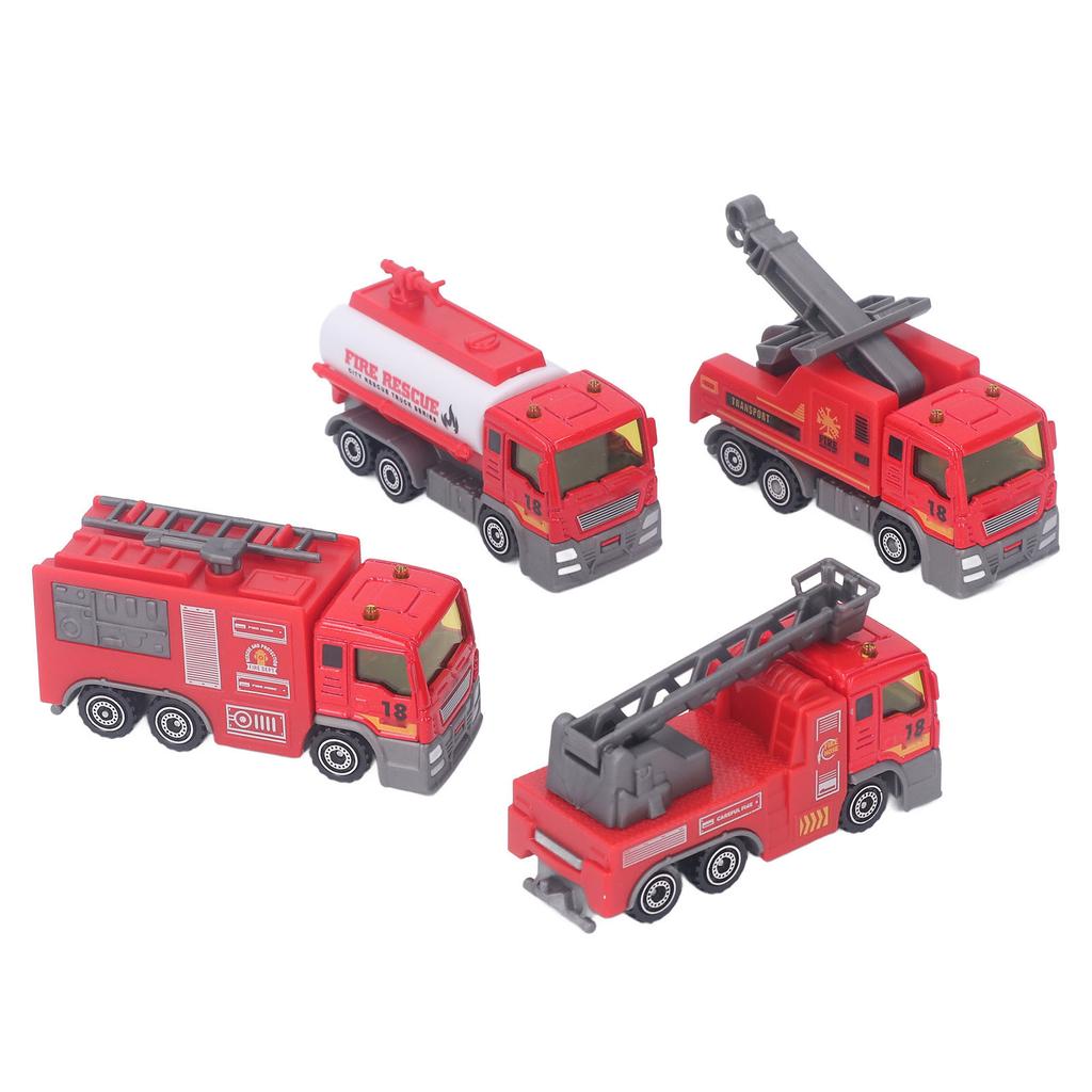 4Pcs 1: 32 Fire Truck Toy Set High Simulation Pull Back Car Toy Educational Truck Model Children
