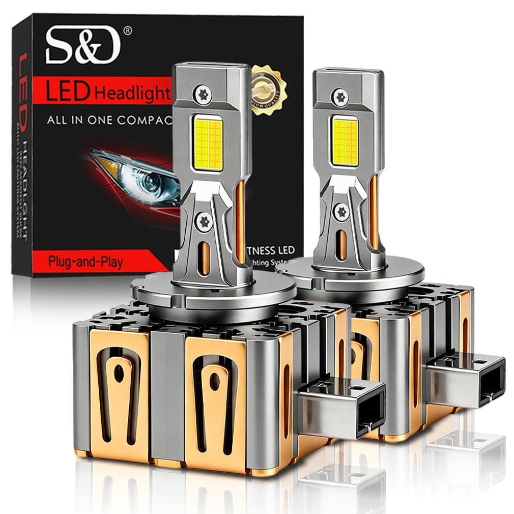 2 шт. Светодиодные лампы для фар D1S D3S двойного цвета Canbus D8S D1R D3R D8R Turbo LED 60000 лм Двусторонние 56-ядерные чипы CSP 6000K 4300K Переключаемая вилка Plug&Play
