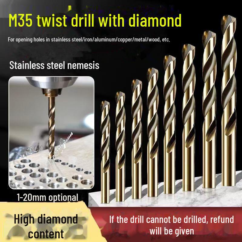 M35 Cobalt High-Speed Steel Twist Drill Bit for Stainless Steel, Iron, Copper, and Aluminum