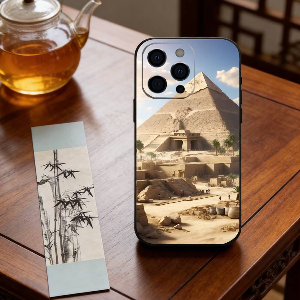 Чехол для телефона 'Пирамиды Гизы' для iPhone 17, 16, 15, 14, 13, 12, 11 Plus, Pro Max, Другие Мягкий Черный Чехол