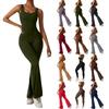 Women's Jumpsuit Solid Color Sexy Backless Tight Fitting Elastic Sports Sleeveless  Jumpsuit