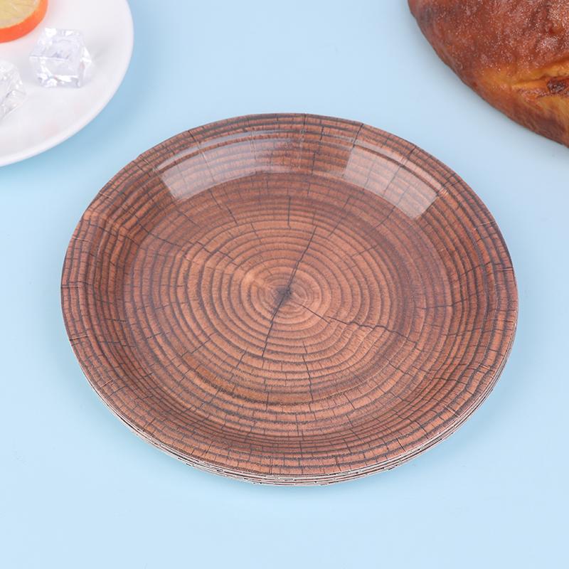 10 шт. 7-дюймовая ретро-имитация древесного зерна одноразовая посуда тарелка бумажный поднос украшение на день рождения праздничная вечеринка предмет домашнего обихода