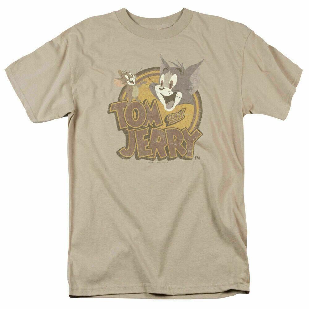 26 Tom and Jerry Water Damanged T Shirt Mens Licensed Cartoon Merchandise Sand Unisex T-Shirt