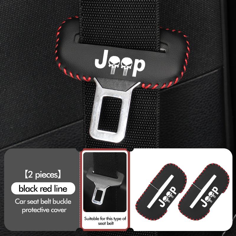For Jeep Car Seat Belt Buckle Plug Leather Car Seat Belt T Clip Protective Covers Grand Cherokee Wrangler JK Renegade Gladiator