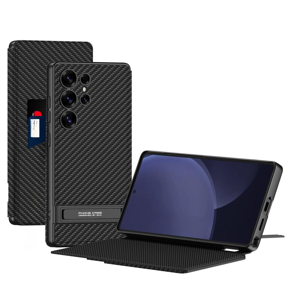 Kickstand Wallet with Card Holder Electroplated PU Leather Full Coverage Phone Case For Samsung Galaxy S25 Ultra Flip Cover