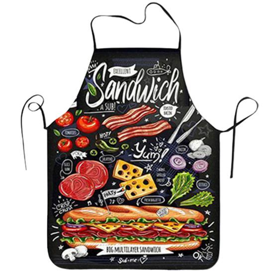 Cooking Apron Sleeveless Comfortable Wearing Clear And Real Image Reusable Anti-stain Waterproof Polyester Pizza Pattern Kitchen Apron Home Supplies
