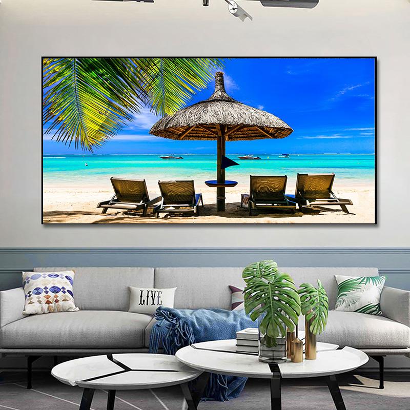 Пляжный пейзаж, холст, живопись, постеры и принты, настенные художественные фотографии для гостиной, домашний декор, мост, пальма, закат, без рамки
