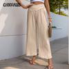 Spring and Summer Women's Pants High Waist Solid Color Commuter Style Nine Points High Waist Wide Leg Pants