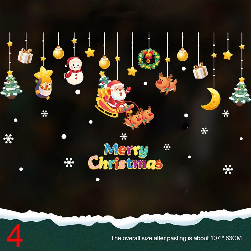 Новогодняя рождественская настенная наклейка Снежинка Санта-Клаус Лось Стеклянная наклейка Подарочная наклейка на окно Домашний декор