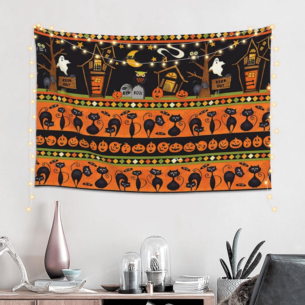 Halloween Border Pumpkin Pattern Tapestry Room decoration Home Decoration Tapestry Decor Accessories Cute Room Decor