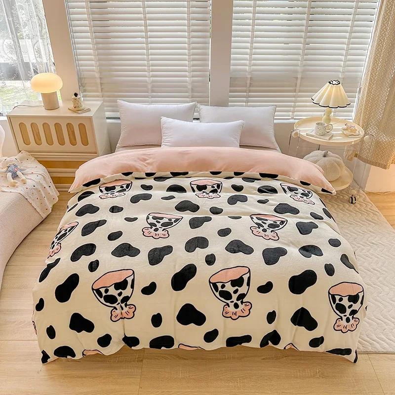 Milk Velvet Floral Duvet Cover, Ultra-Soft Cozy Warm Winter Reversible Plush Comforter Cover, 1 PC Botanical Flower Quilt Cover