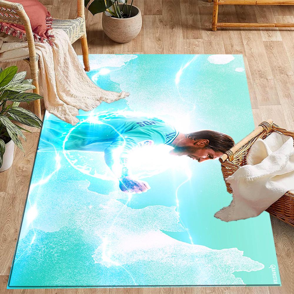 Ramos' Legacy Football Floor Mat Perfect for Game Room Bedrooms Dormitory Balcony Anti-slip Rug Anime Office Decor Birthday/Christmas Gift