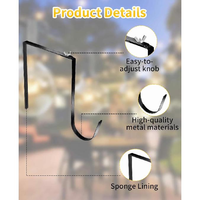 5PCS Adjustable Cinder Block Wall Hangers, 6-11" Outdoor String Light Hooks, Metal Concrete Brick Clips, Wreath Hangers No Drill