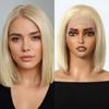 HAIRCUBE Blonde Human Hair Lace Frontal Wig Short Bob Straight Blonde Remy Human Hair Wigs Pre-plucked Lace Front Wig for Women Daily Use
