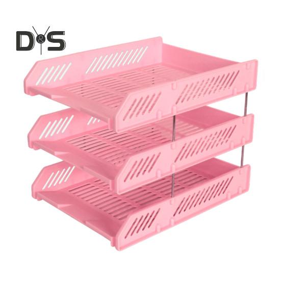 3 Tier Stackable Letter Tray Desk Paper Organizer Plastic File Document Storage Rack for Home Office School
