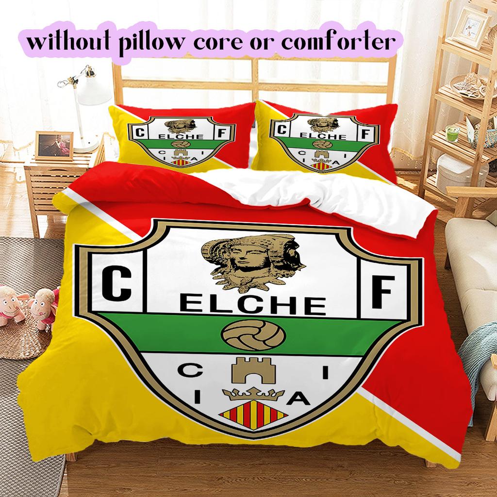 Elche CF football Pattern Bedding,Quilt Set Quilt Cover Pillowcase Home Birthday Gift (1*duvet cover+2*pillowcase,without core)
