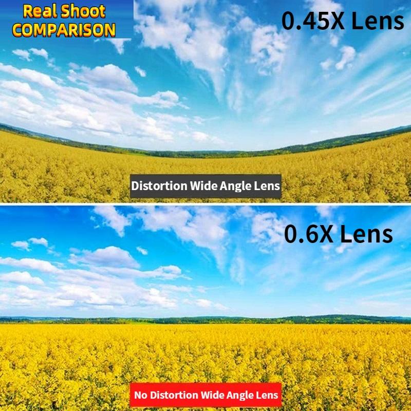 HD Профессиональный оптический стеклянный объектив для мобильного телефона 0,45X 0,6X (120 градусов) Широкоугольные + макрообъективы с увеличением 15X для iPhone Android Lentes