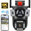 New 12MP 6K Multi-Lens PTZ IP Camera with Three Screen Auto Tracking Ai Human Detection Wireless Security CCTV Surveillance Cameras