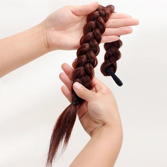 Женский длинный плетеный хвост с резинкой для волос, милый натуральный пушистый прямой хвост для девочек, синтетический хвостик
