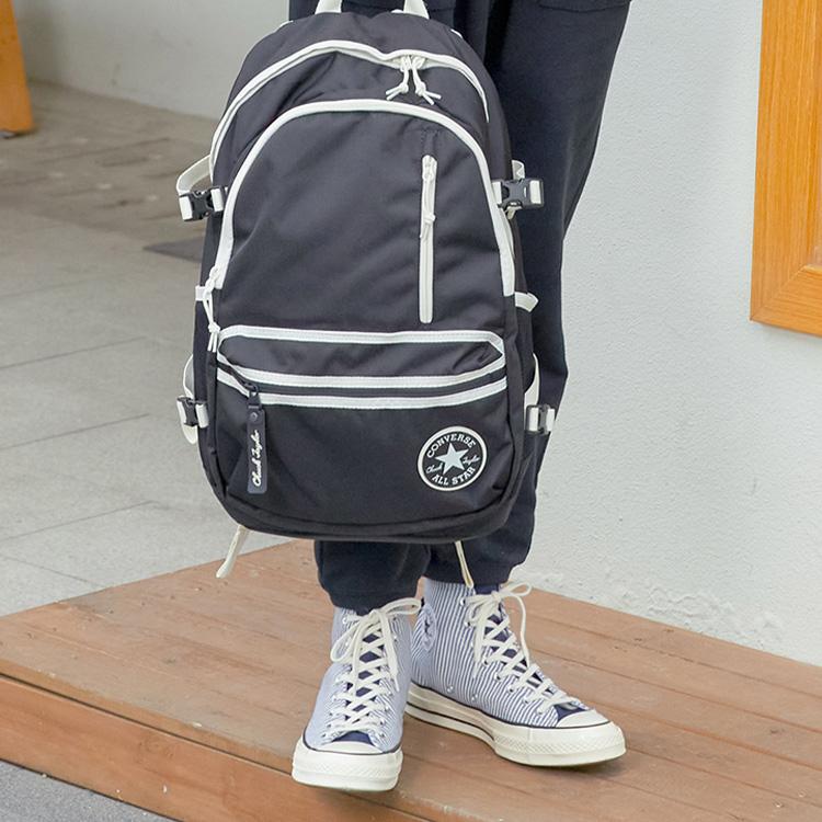 New Converse Straight Edge Polyester Backpack Regular Unisex Black 10023003-A01