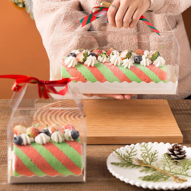 5 шт., Прозрачная ручная упаковочная коробка, рулет для торта, рулон полотенец, швейцарский рулет, подарочная упаковочная коробка для выпечки своими руками