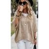 VEZFAA Women's Fashion Casual Spring Fall Solid Color Print 3/4 Sleeves Hooded Sweaters