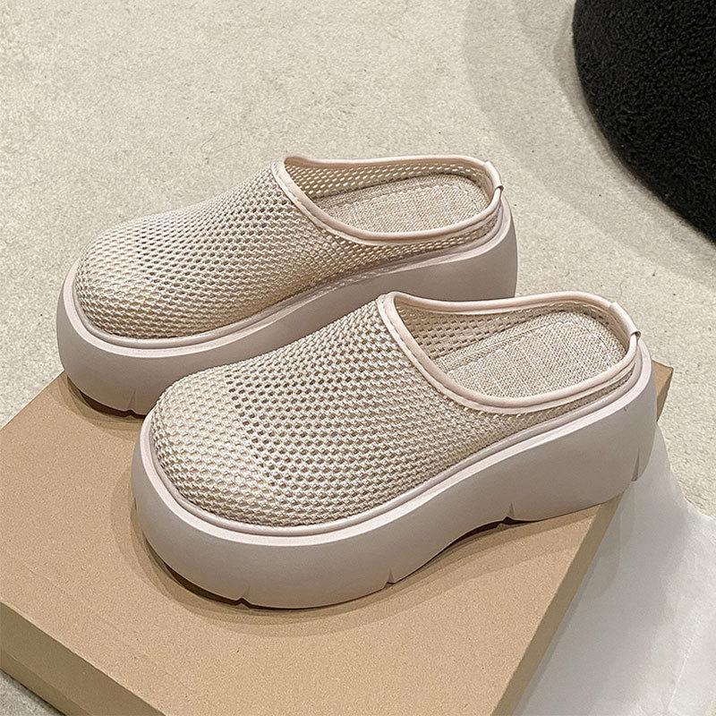 Маффин толстая подошва увеличивает высоту баотоу Мэри Джейн полушлепанцы женские 2025 весна новый повседневный модный уличный однословный драг