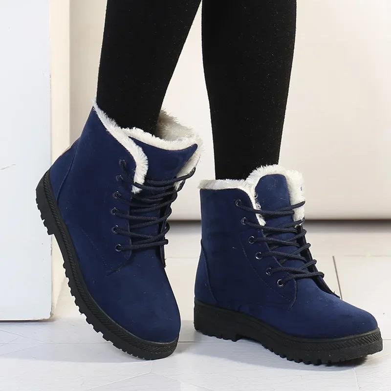 Fashion Women's Boots Winter Boots With Fur Low Heels Snow Boots Ankle Bota Feminina Platform Booties For Women Winter Shoes Heeled 2024