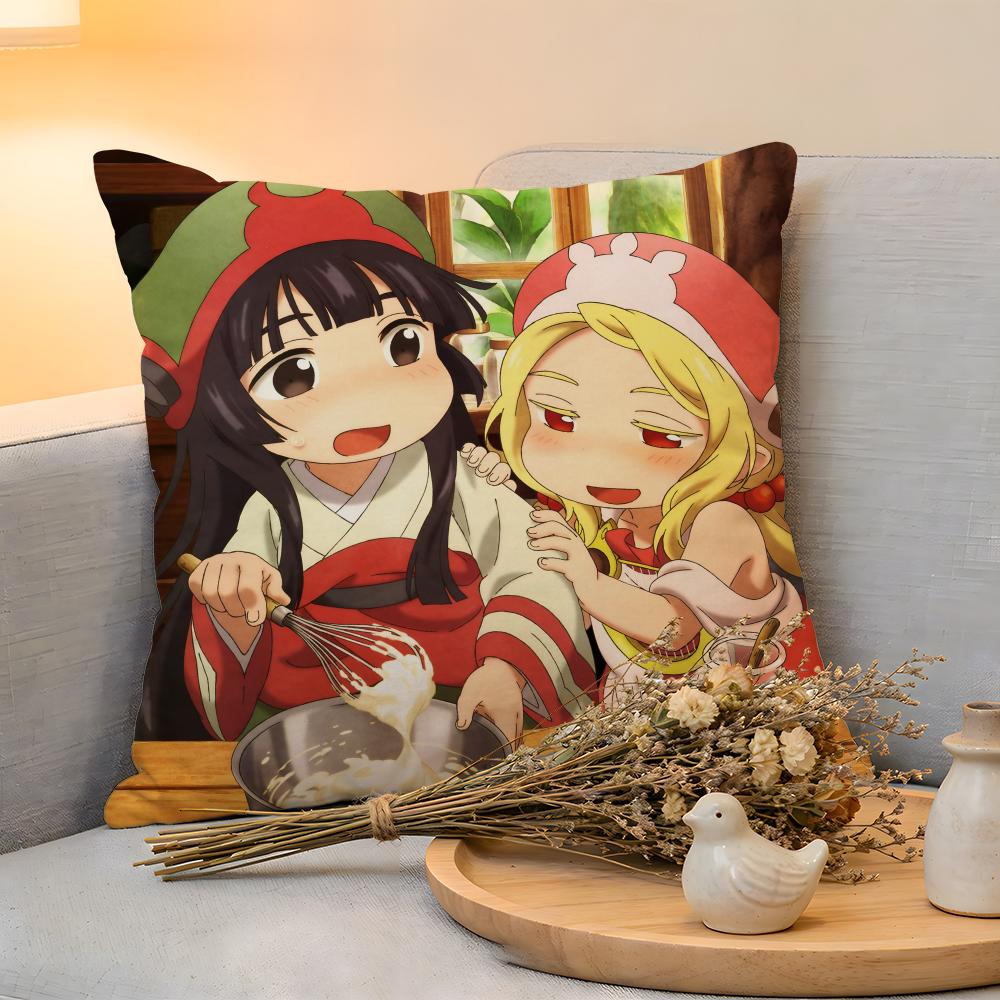 Cushion Cover Linen SkinFriendly Soft Decorative Case For Sofa Home Decor Kwaii Anime Hakumei And Mikochi Pillow cover