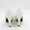 Fashion White Lace-Up Flower Wedding Bridal Shoes Design Pearl Spike Heels Pumps Women Round Toe Platform High Heels Luxury Prom Shoes