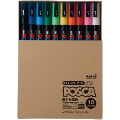 Набор тонких маркеров на водной основе Mitsubishi Pencil, Posca, Point, 10 цветов