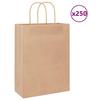 VidaXL Paper Bags 250 Pcs with Handles Brown 26x12x35 Cm, Paper Bag, Paper Gift Bag, Paper Gift Bag 4101590