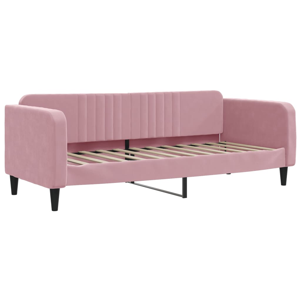 Pull Out Daybed with Drawers Pink 80x200 cm Velvet