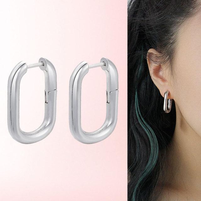 925 Sterling Silver Hoop Earrings For Women Heart Ear Hoops Real Silver 925 Jewelry Original Brand Jewelry
