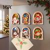 Christmas Gift for Home Arch Wooden Fridge Magnet Set, Holiday Window Frame Magnetic Decor Refrigerator Metal Surface, Festive Party