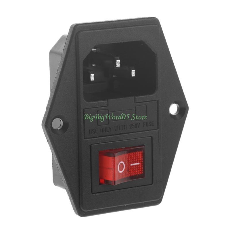 24TE 10Amp 250V Inlet Module Plugs Male Power Outlet with Fuses Switches Switches Power Outlet Inlet Module Plugs Easy to Use
