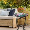 Metal Side Table 10.2" Diameter Round Patio Coffee Table Weatherproof Plant Stand