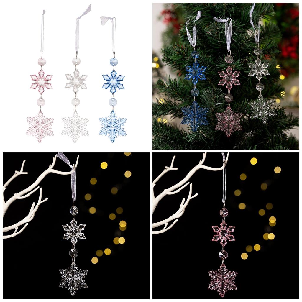 Set of 4 Snowflake Ornament Portable Accessory for Christmas Tree Hanging Decorations Sturdy Acrylic Festival Charm