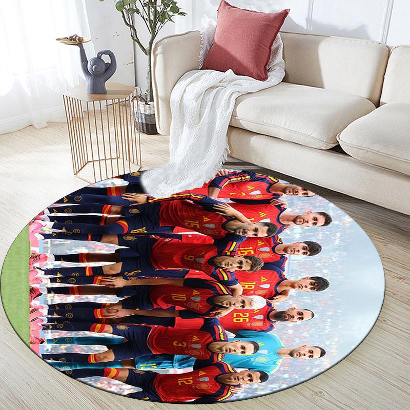 Spain pattern round rug,Carpet Rug for Living Room Bedroom Playroom ,Non-slip Floor Mat,Holiday Gifts and Birthday Gifts.